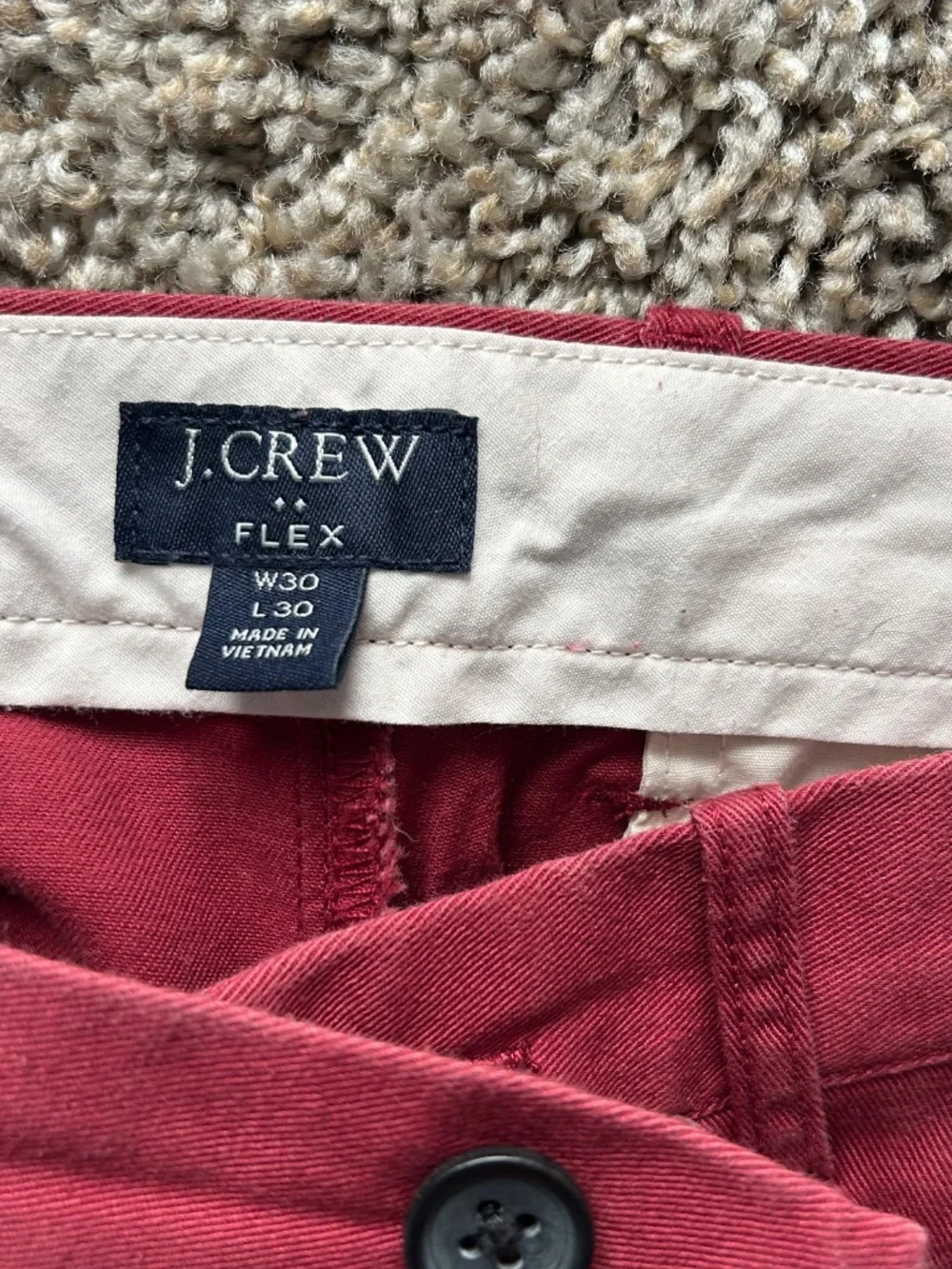 J.Crew Men's Slim Fit Chino Pants Crimson Red Size 30x30